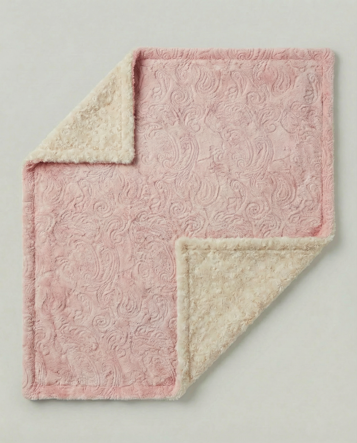 Baby Blanket - Paisley Embossed Pink & Ivory Rosebud