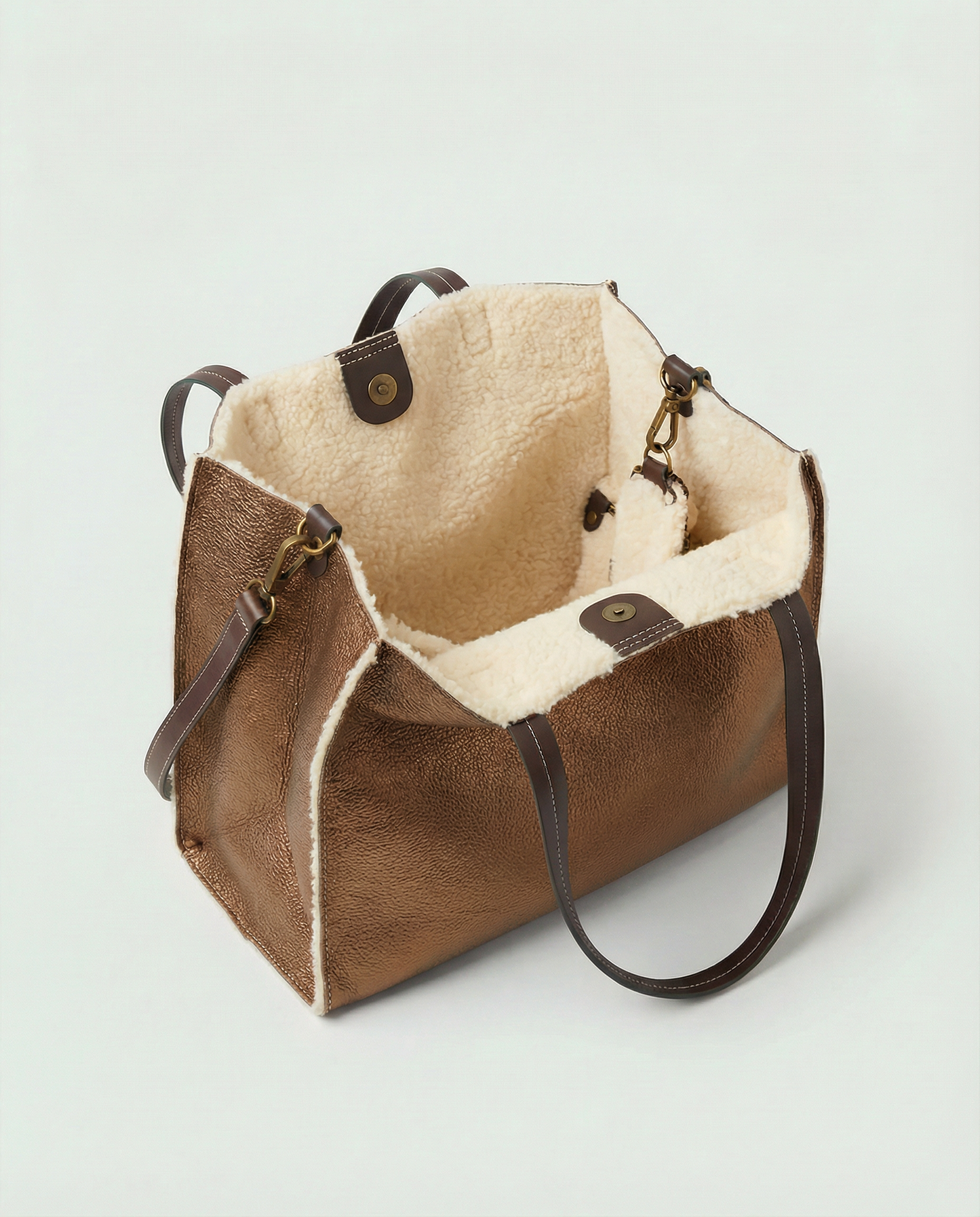 Metallic bronze leather Paris tote bag available in Paris Tote and Mini Paris Tote sizes.