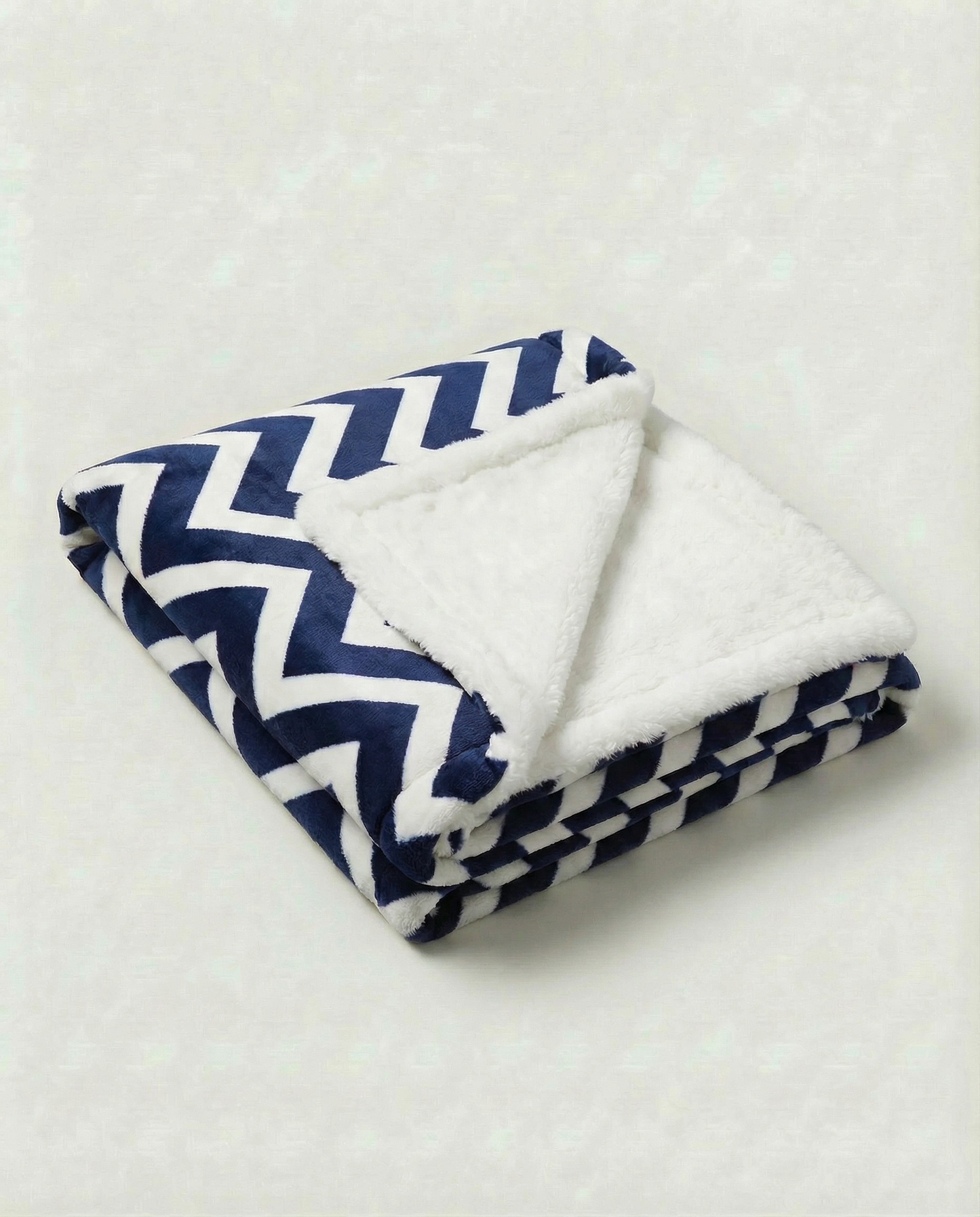 Chevron Baby Blanket In Navy & Ivory