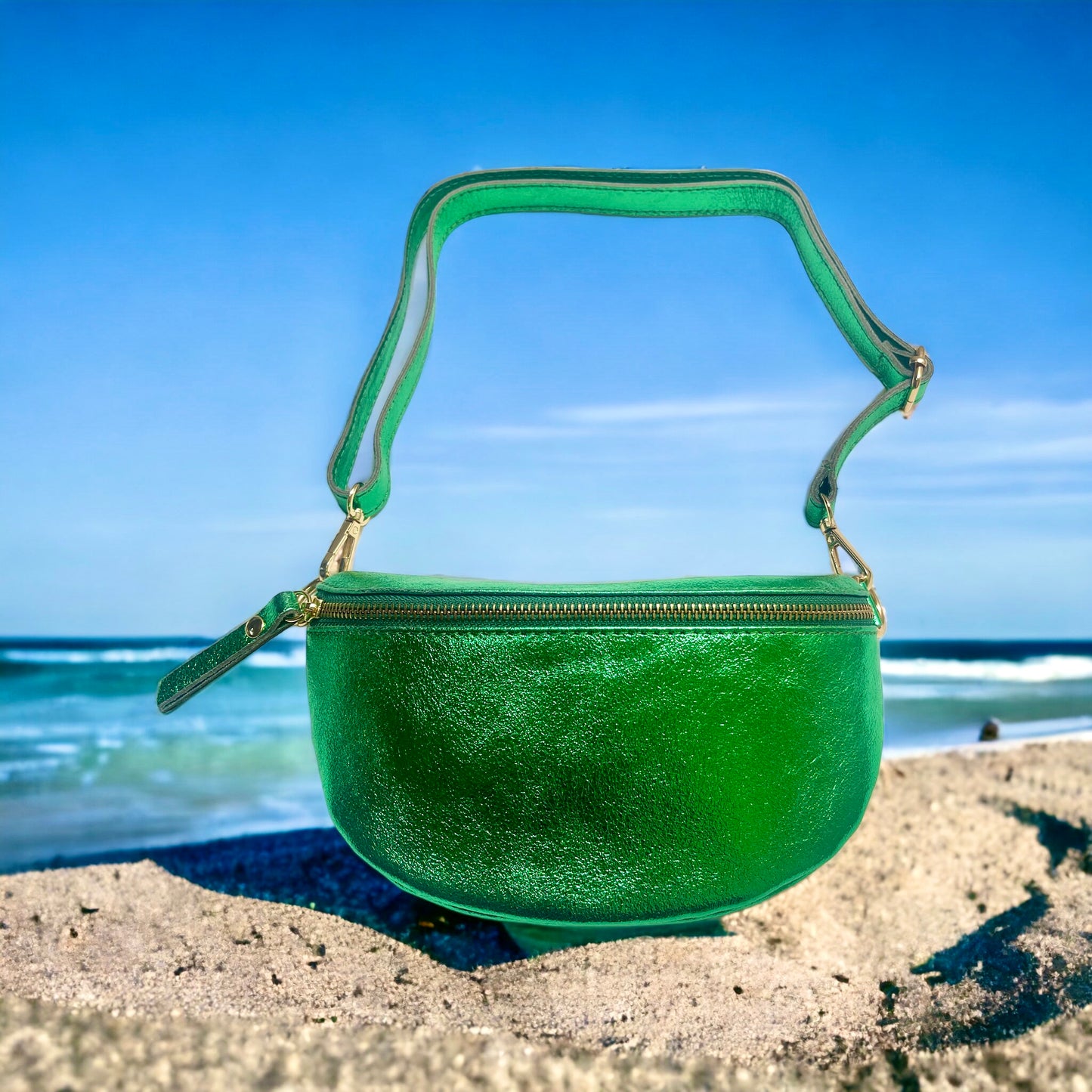 Fanny Bag - Metalic Leather - Green