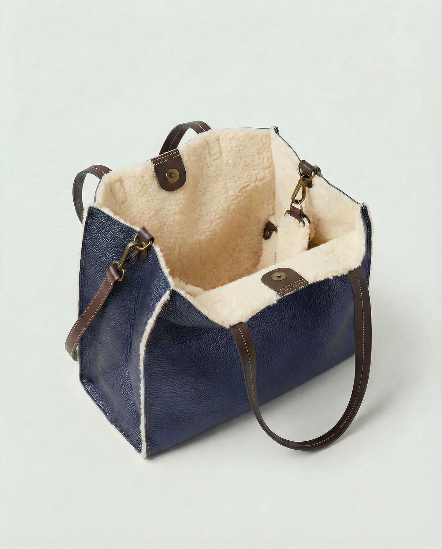 Metallic Indigo leather Paris tote bag available in Paris Tote and Mini Paris Tote sizes.