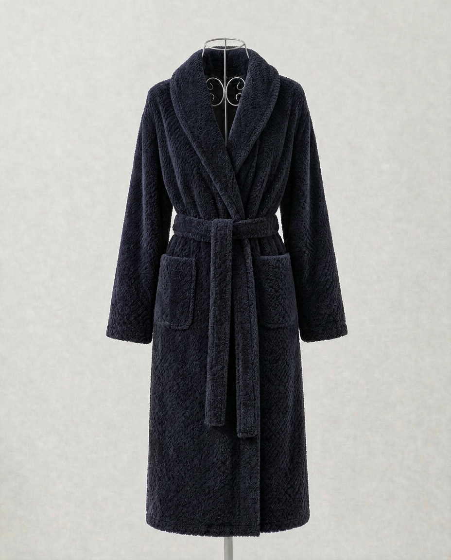 Black Kristine robe with a soft, cozy texture and plush feel.
