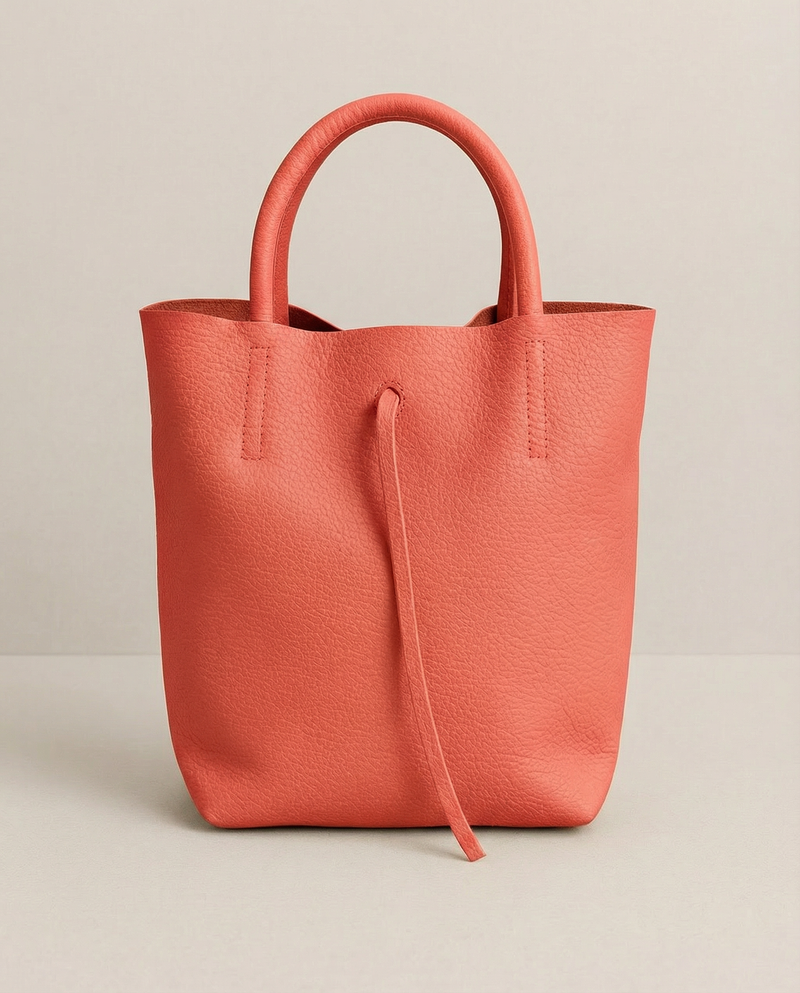 Mini Tote - Pebble Leather - Coral