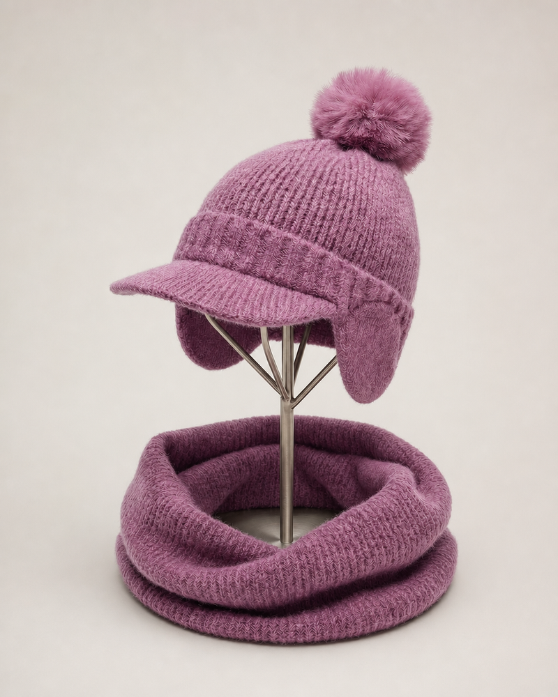 Chiara Hat & Neck Warmer - Mulberry