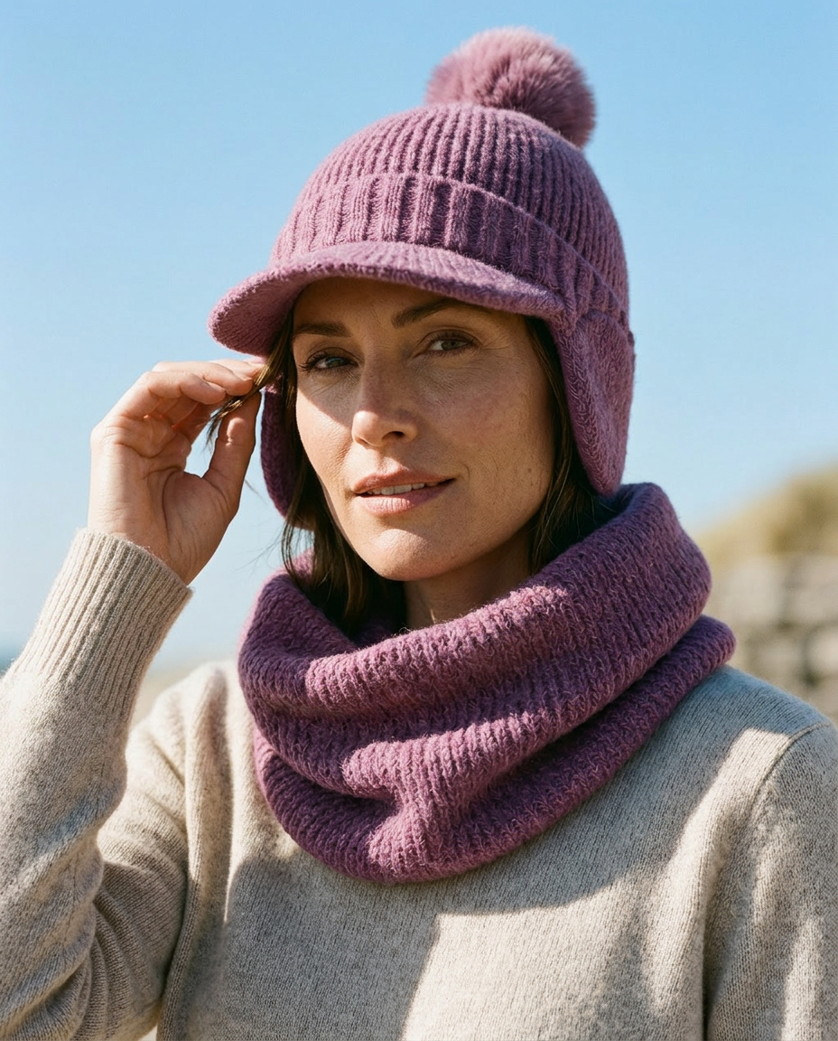 Chiara Hat & Neck Warmer - Mulberry