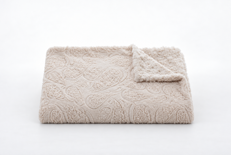 Paisley Throw in Embossed Beige