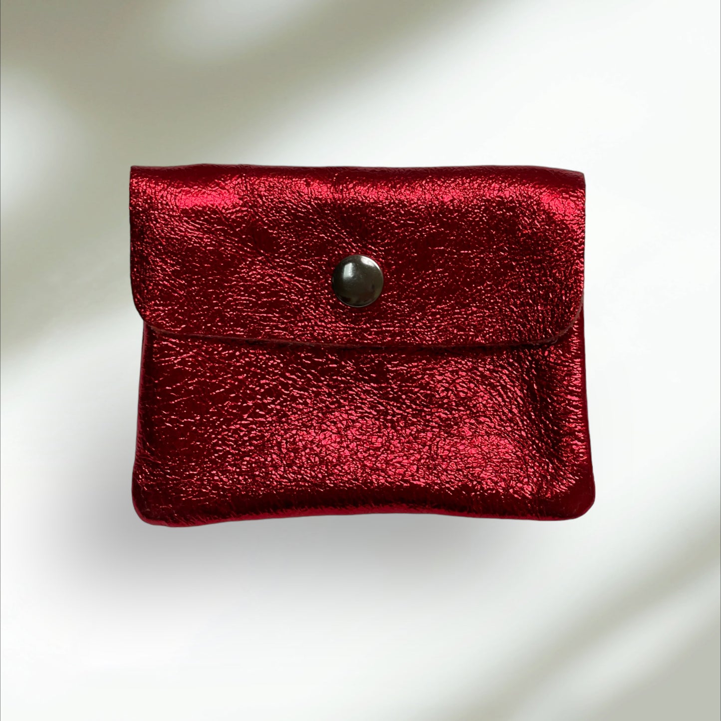 Mini Coin Wallet - Metalic Leather - Red