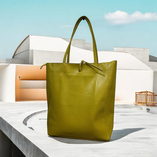 Tote bag - Pebble Leather - Chartreuse