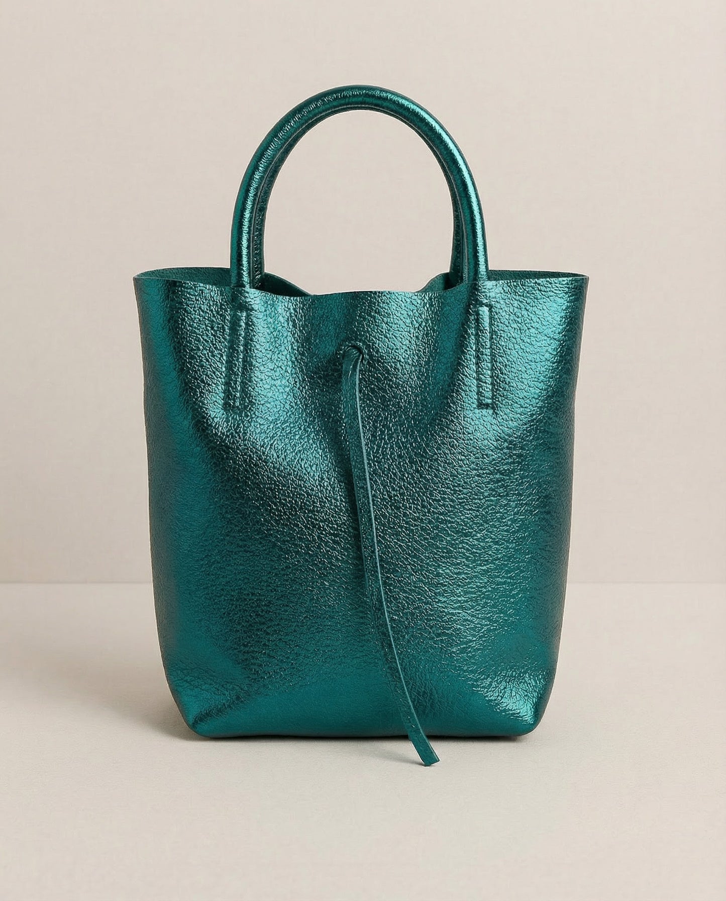 Mini Tote – Metallic Leather – Teal