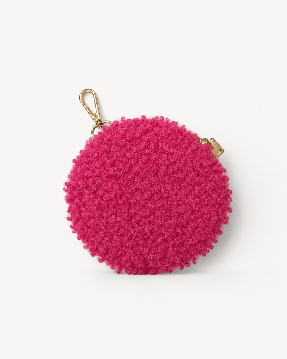 Soft teddy fabric coin wallet magenta in a stylish compact design for everyday essentials.