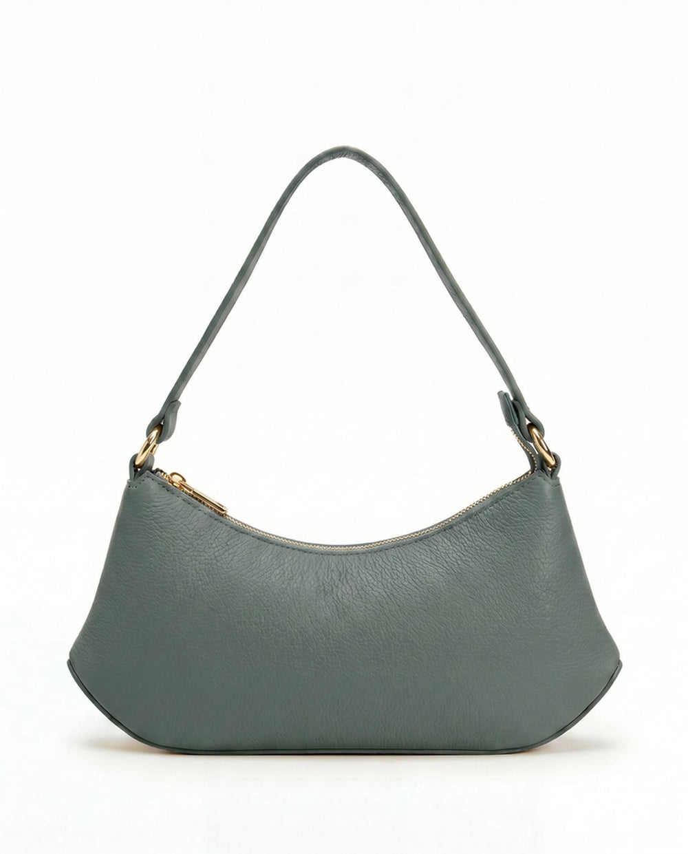 Seraphina curved shoulder bag in Slate Grey full-grain pebbled Italian leather by Tourance