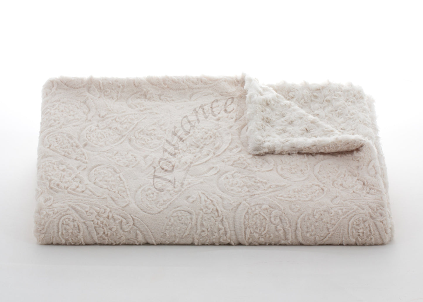 Paisley Throw in Embossed Beige with watermark