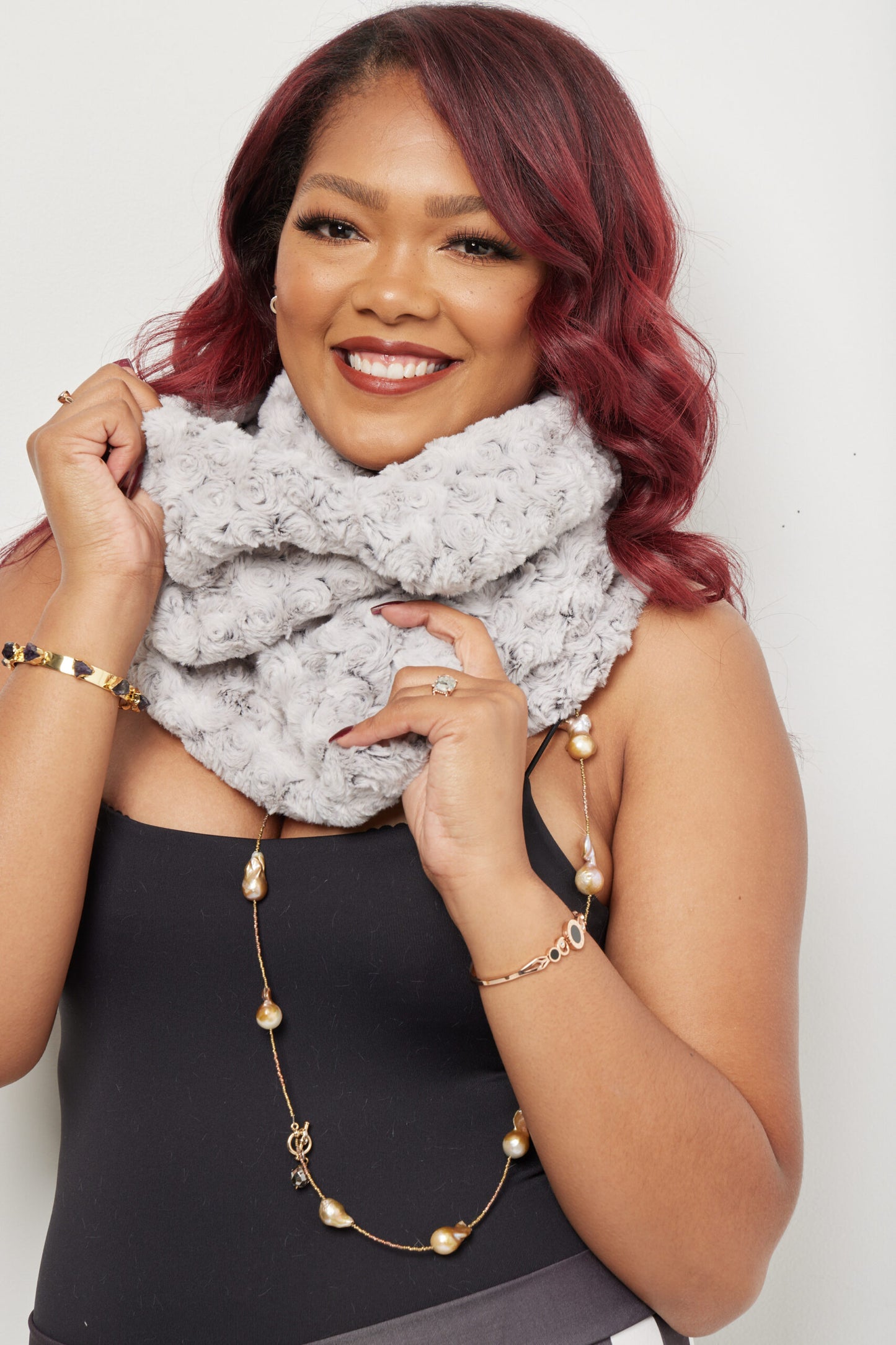 Infinity Scarf – Rosebud Duotone Silver and Slate