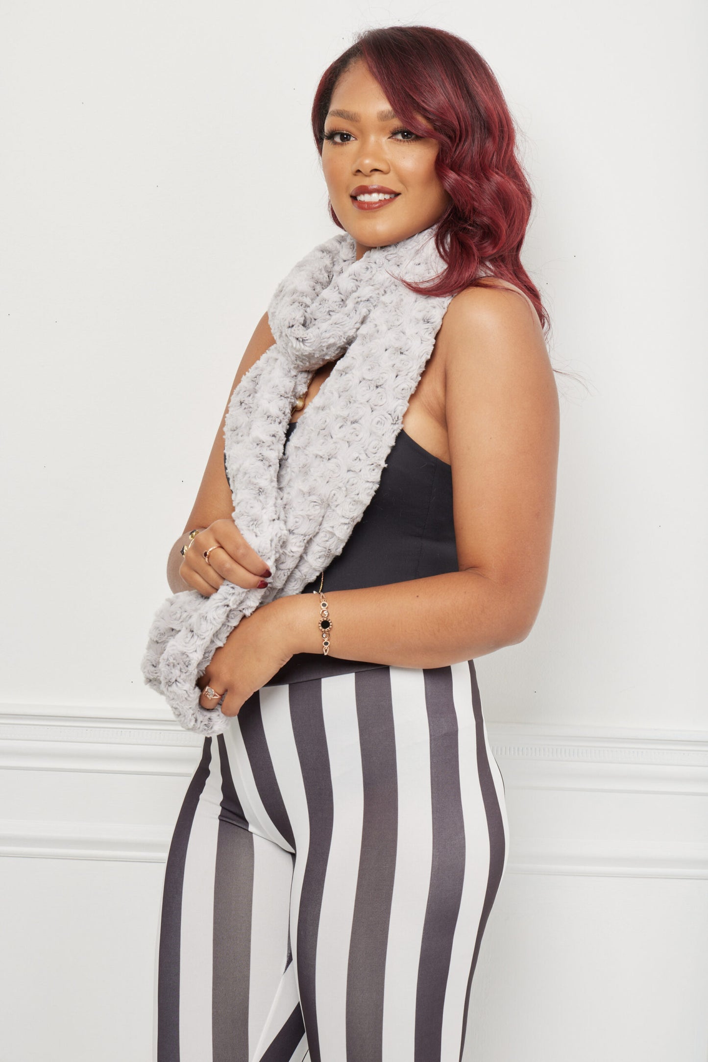 Infinity Scarf – Rosebud Duotone Silver and Slate