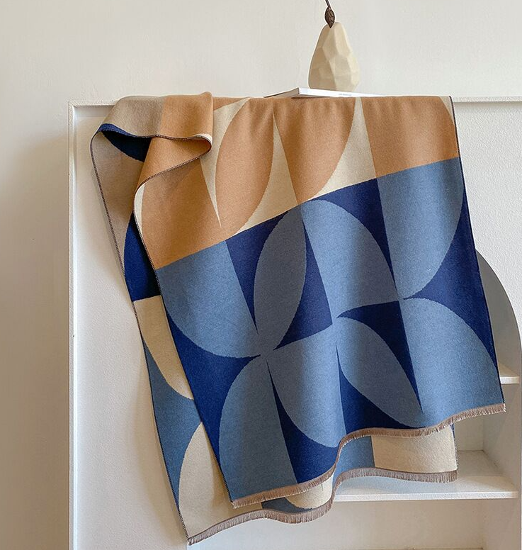 Decorative wrap with geometric pattern on a white surface