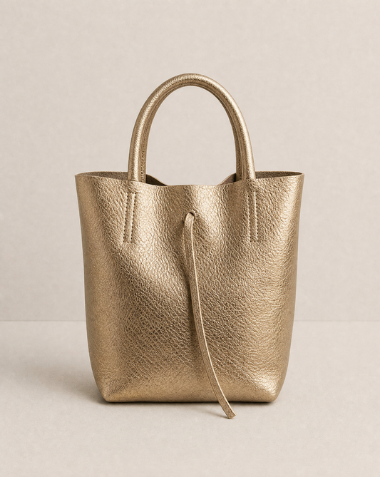 Mini Tote – Metallic Leather – Antique Gold
