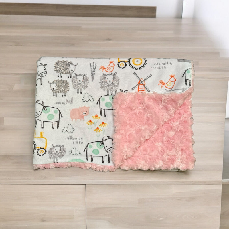 Baby blanket with Baba Sheep print in soft neutral tones