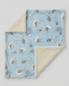 Baby Blanket - Lullaby Blue & Ivory Rosebud, view 2
