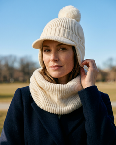 Chiara Hat & Neck Warmer - Ivory, view 2