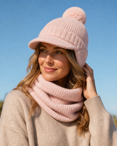 Chiara Hat & Neck Warmer - Pink, view 3