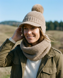 Chiara Hat & Neck Warmer - Taupe, view 3