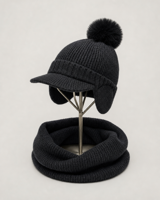 Chiara Hat & Neck Warmer – Black