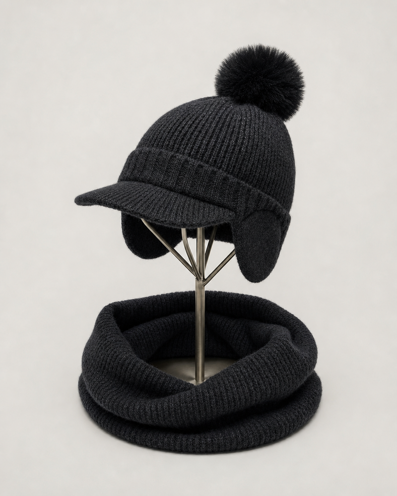 Chiara Hat & Neck Warmer - Black