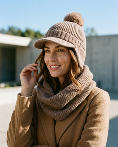Chiara Hat & Neck Warmer - Cedar Brown, view 3