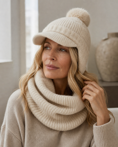 Chiara Hat & Neck Warmer - Champagne, view 2