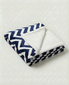 Chevron Baby Blanket In Navy & Ivory, view 2