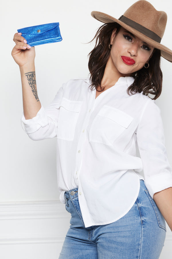 Coin Wallet - Metalic Leather - Cobalt Blue