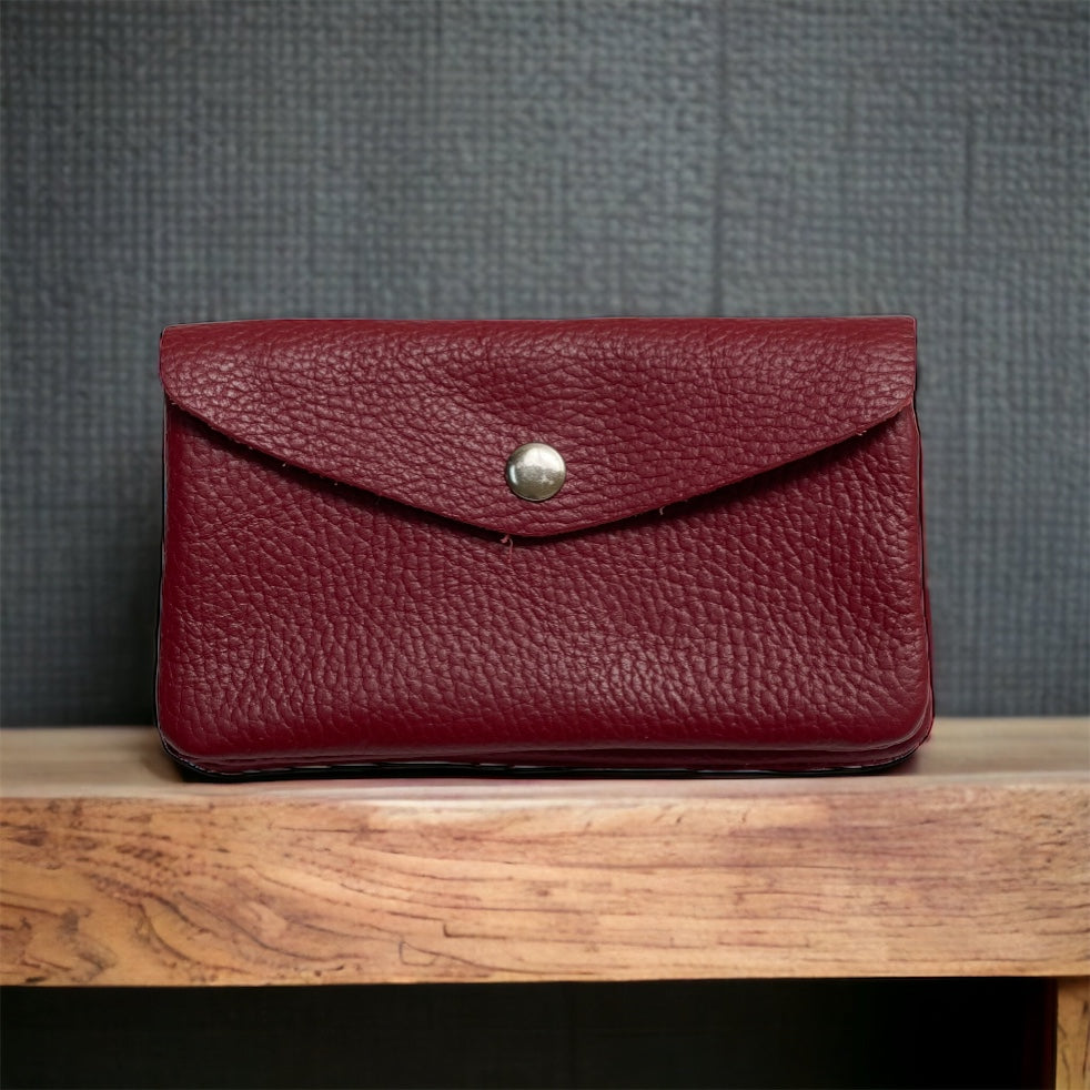 Coin Wallet - Pebble Leather - Burgundy
