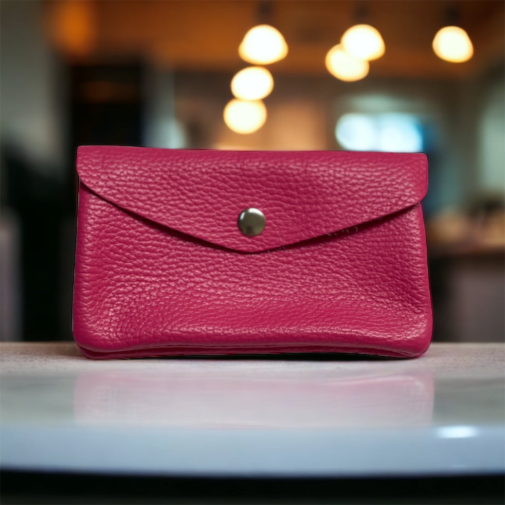 Coin Wallet - Pebble Leather - Magenta
