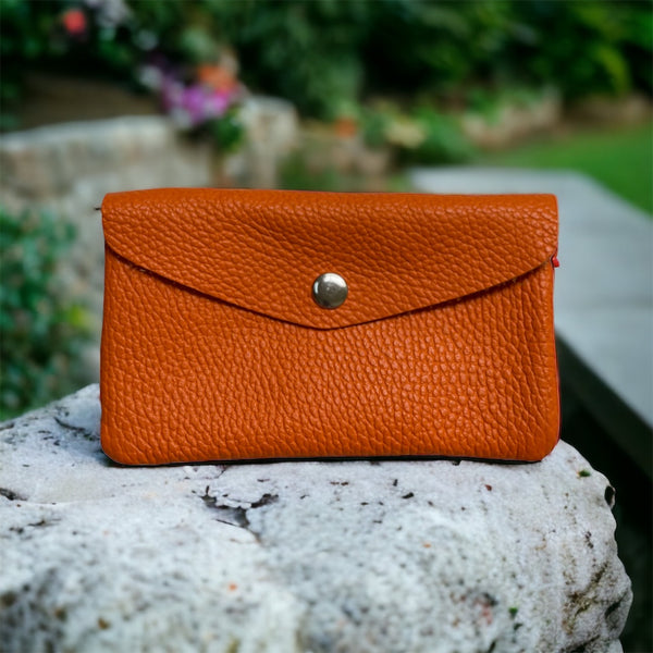 Coin Wallet - Pebble Leather - Orange