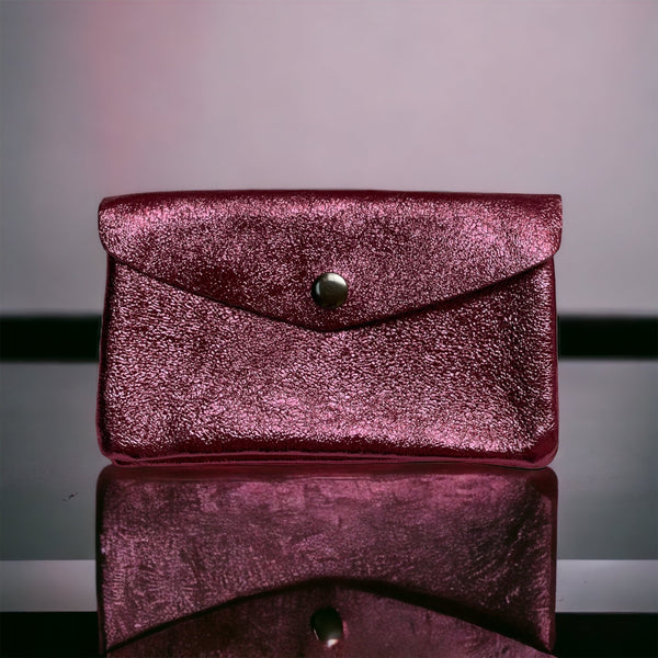 Coin Wallet - Metalic leather - Flamingo