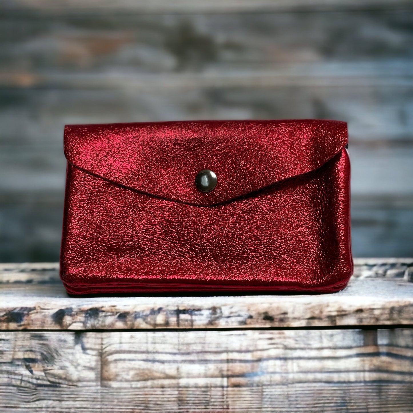 Coin Wallet - Metalic leather - Red