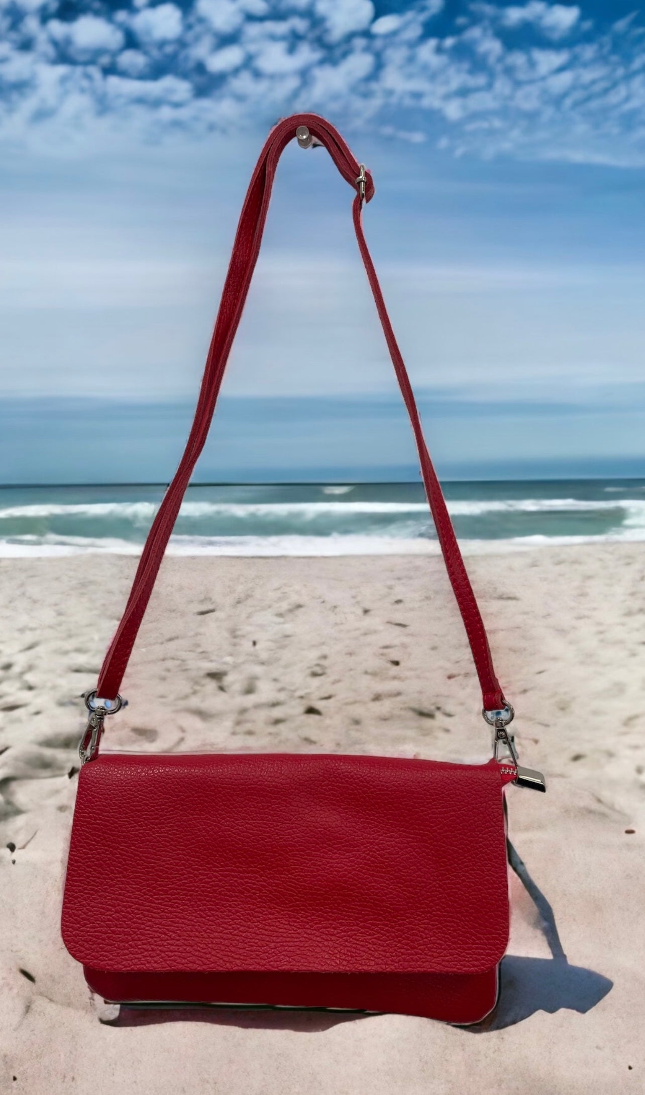 Crossbody Bag - Pebble Leather - Red