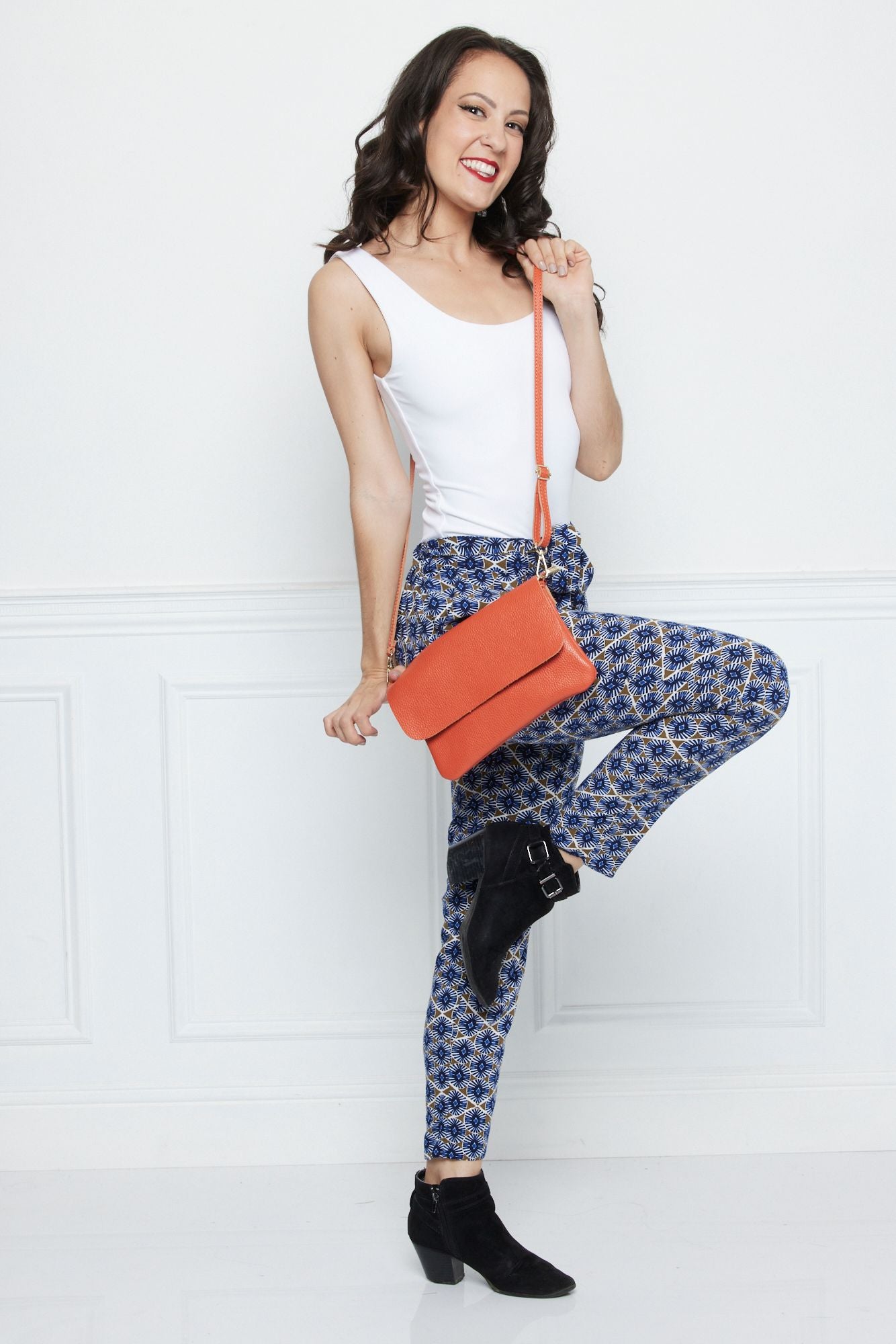 Crossbody Bag - Pebble Leather - Orange