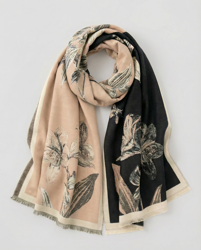 Wrap with floral pattern on a white background