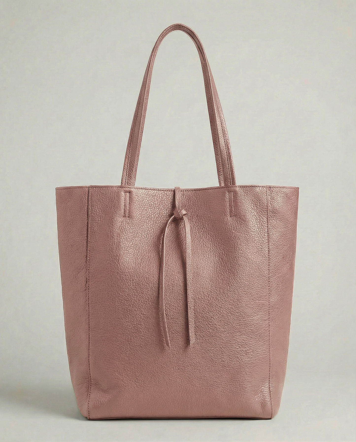 Dusty pink pebble leather tote bag available in Tote Bag and Mini Tote sizes. 