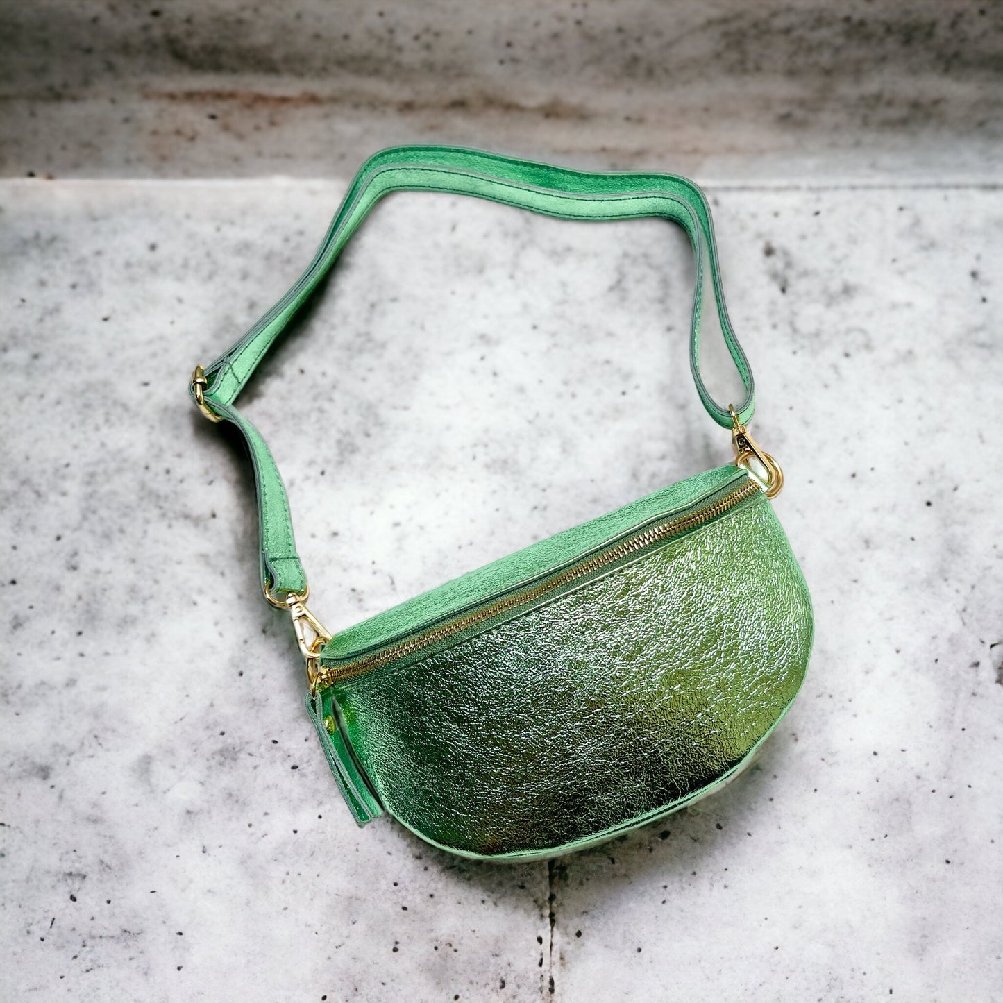Fanny Bag - Metalic Leather - Green