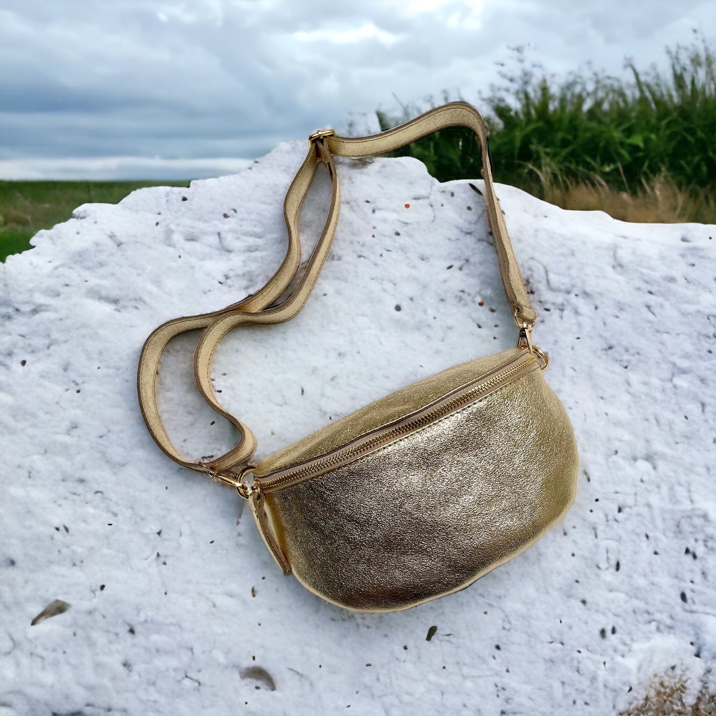 Fanny Bag - Metalic Leather - Metalic Gold