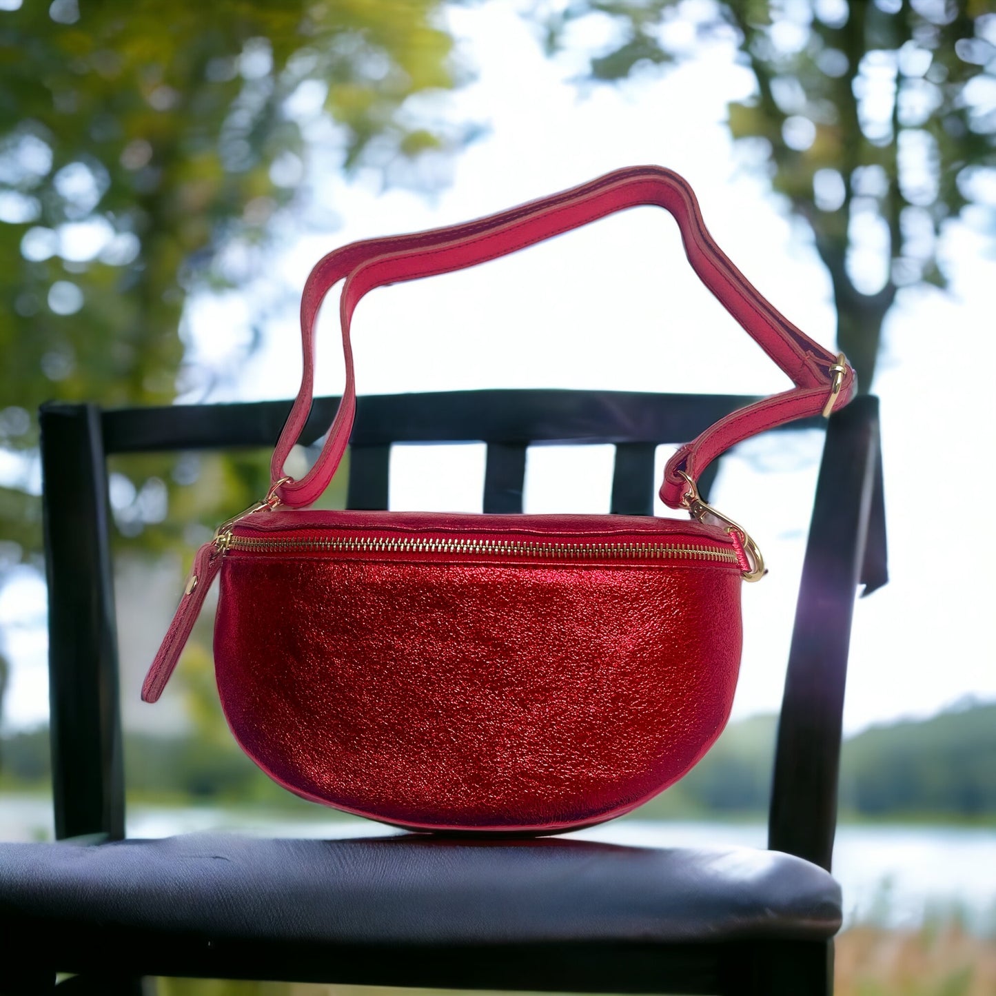 Fanny Bag - Metalic Leather - Red