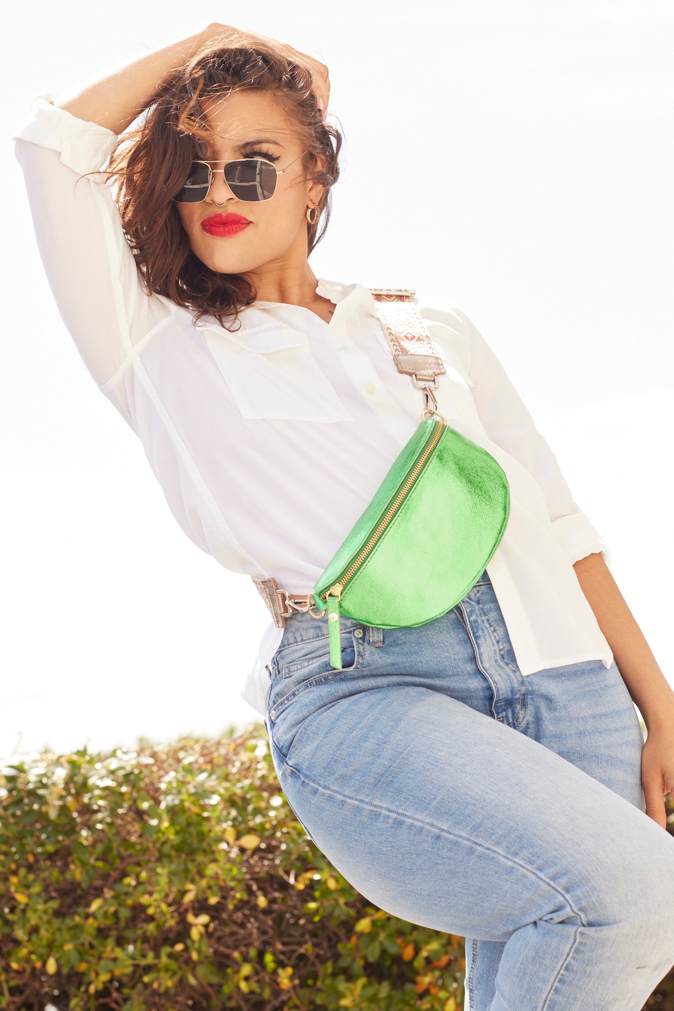 Fanny Bag - Metalic Leather - Green