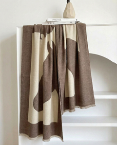 Brown and beige patterned wrap on a white background, view 2