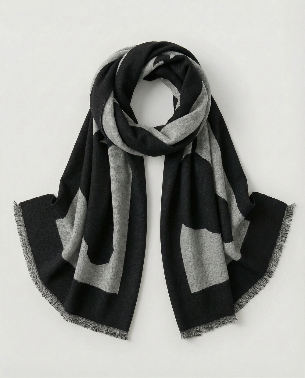 Black & Gray wrap with horse-head motif on a white background