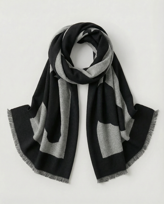 Black & Gray wrap with horse-head motif on a white background