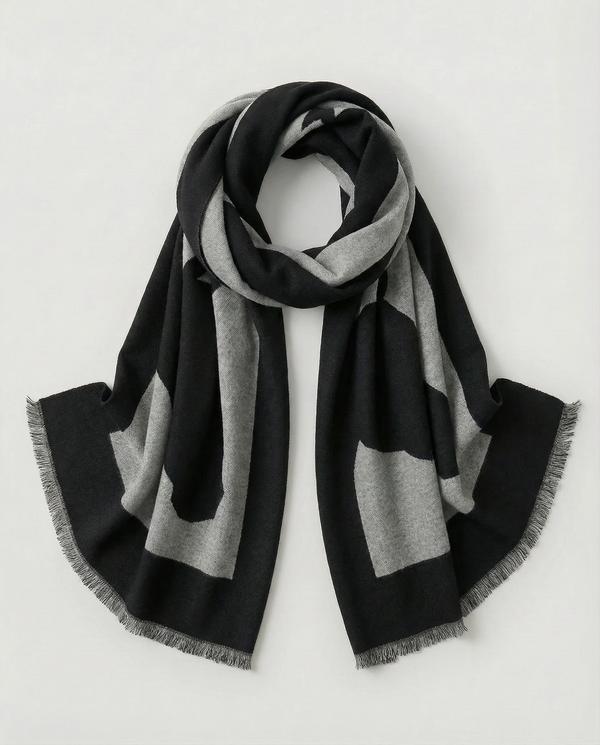 Black & Gray wrap with horse-head motif on a white background