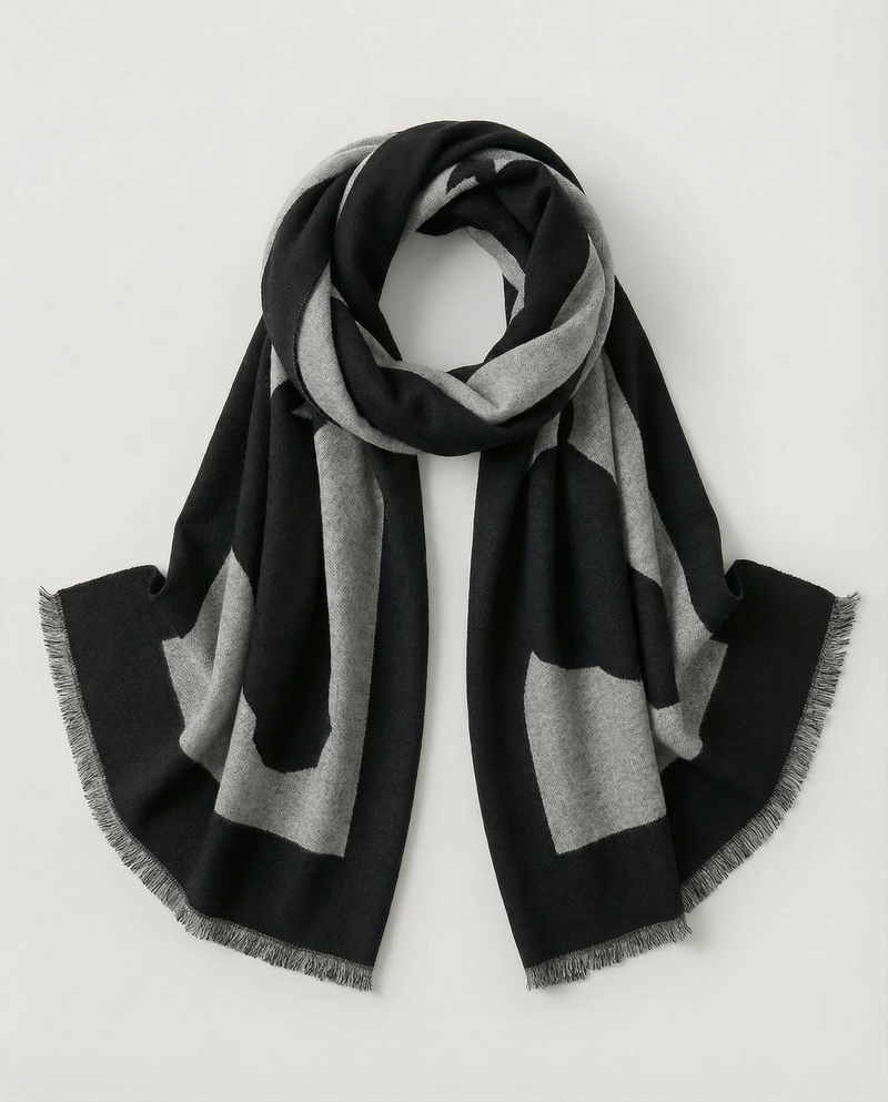 Black & Gray wrap with horse-head motif on a white background