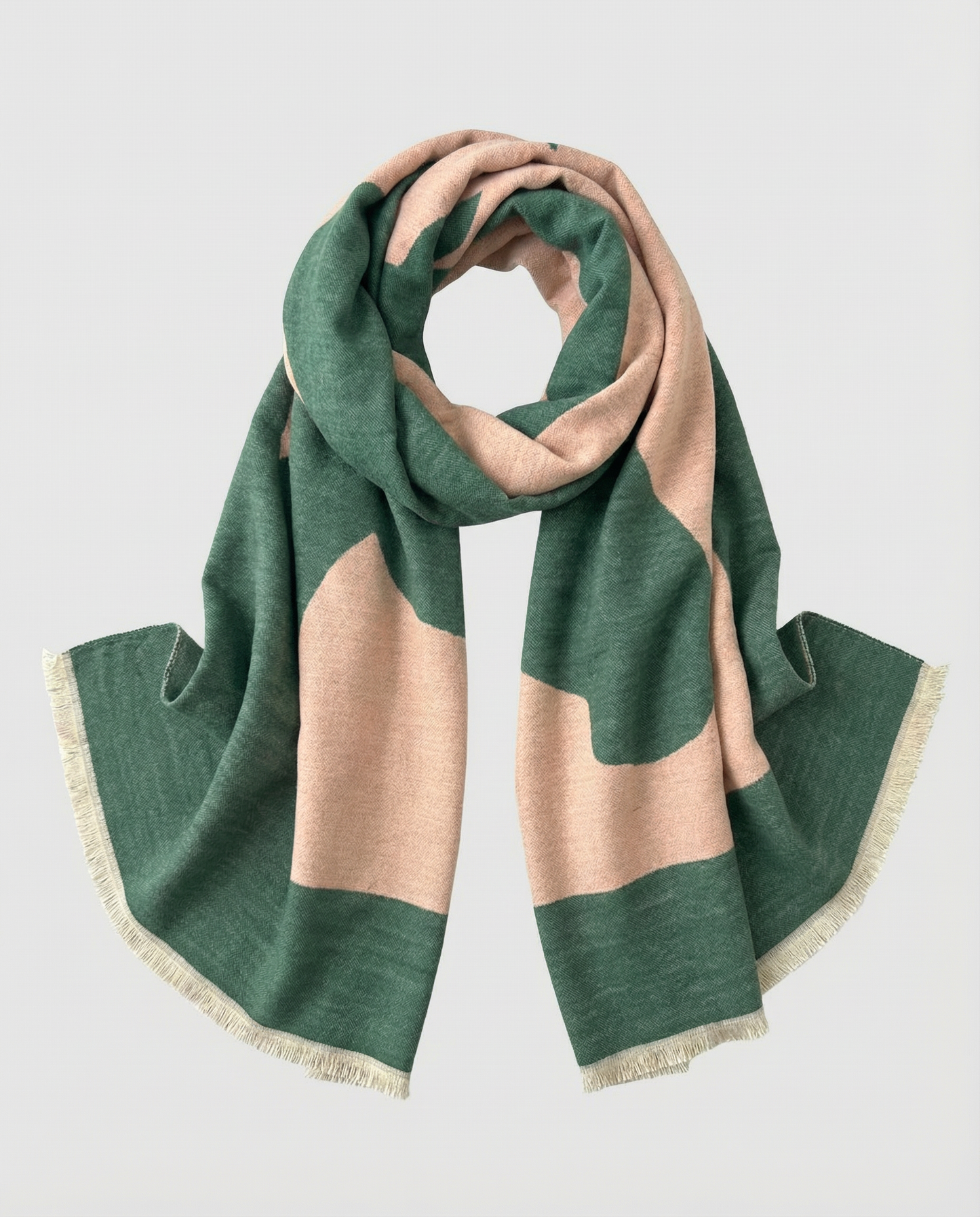 Green and beige horse-head motif wrap on a light gray background